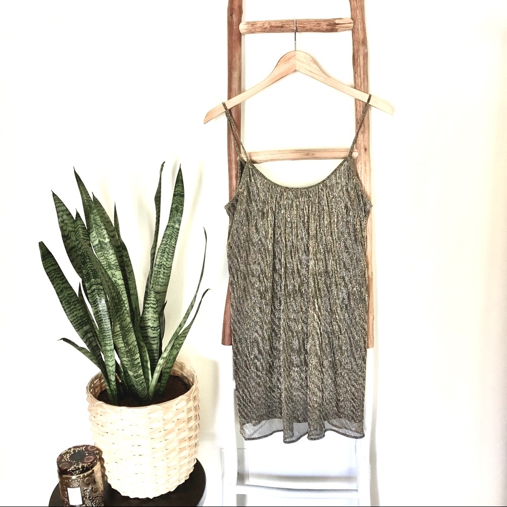 ⚡️SALE⚡️Paper Crane - Silver/Gold Metallic Slip Dress